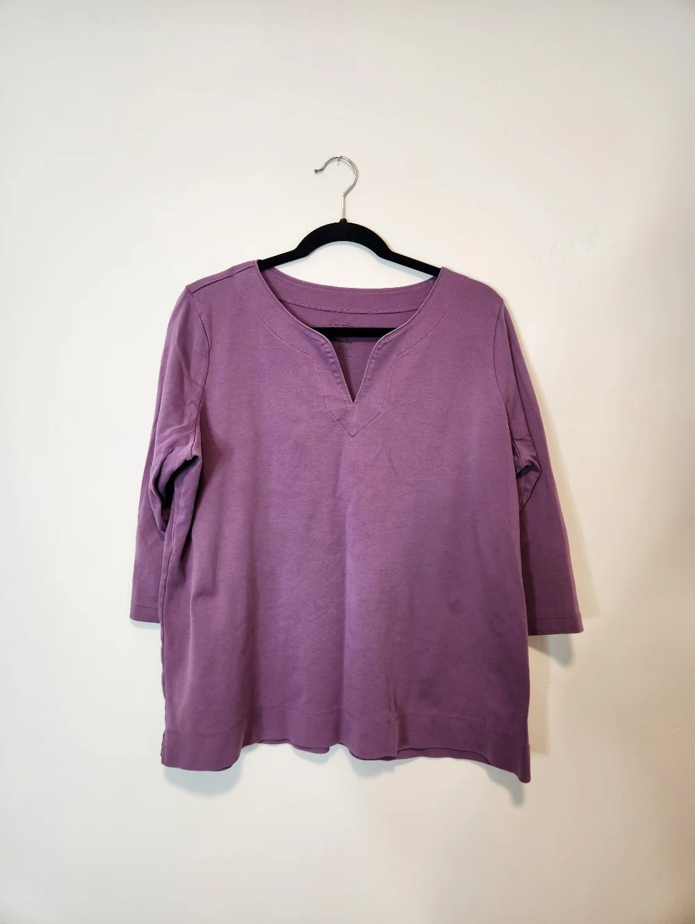 L.L. Bean Women's Pima Cotton Tunic Three Quarter Sleeve Splitneck Size 1X Plus - Picture 2 of 7
